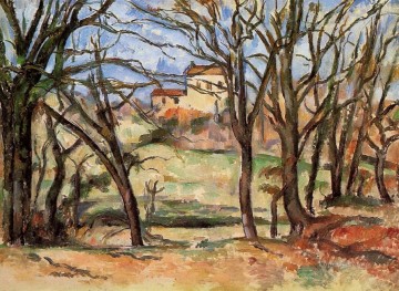 Tholonet Oil Painting - House behind Trees on the Road to Tholonet Paul Cezanne